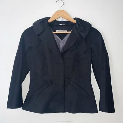 Blazer Sportmax Negro Cuello Exagerado Botón a Presión Mezcla Algodón Talla 10 Foto 1 de 4