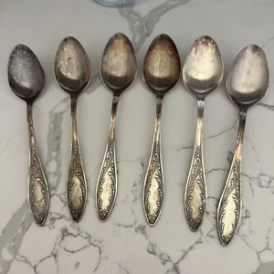Vintage Table Spoons Silver Plated Melсhior Set of 6 Soviet Table Spoons - Picture 1 of 9