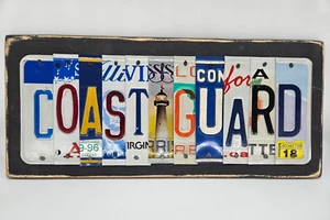 License Plate Wall Art COAST GUARD Letter Sign Handmade Boho Retro Beach Decor - Picture 1 of 2