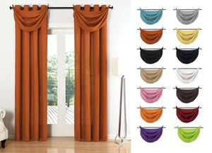 Vorhang Set 6 teilig Blickdicht Schal Gardine Ösen Microsatin Segel Querbehang - Bild 1 von 49