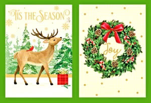 (2er Set) Festliche Weihnachtskarten mit Umschlägen 5"x7" - Tis The Season Joy - Bild 1 von 5