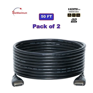2-Pack 50FT High Speed HDMI Cable 1080P 60Hz HDTV Blu-ray DVD 3D PS5 Xbox Cord - Picture 1 of 4