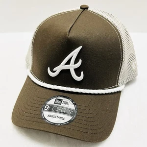 New Era Atlanta Braves Brown A-Frame 9FORTY Hat Cap Adjustable Snapback MLB Rope - Picture 1 of 5