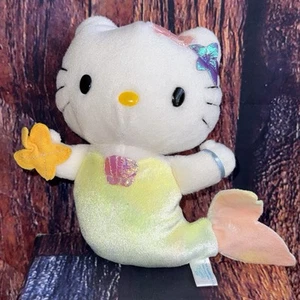 Vintage 2001 Sanrio Hello Kitty glänzend reflektierende Meerjungfrau Plüschtier Stofftier - Bild 1 von 10