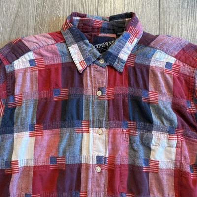 Blusa abotonada vintage con estampado de bandera americana Y2K Company One para mujer Foto 1 de 4