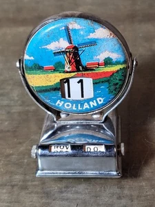Vintage metallfarben Dutch Holland Flip mechanischer Schreibtisch ewiger Kalender Monat Tag - Bild 1 von 9