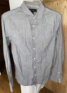Camisa con botones BANANA REPUBLIC para hombre pequeña gris elástica a medida ajustada - Imagen 1 de 7