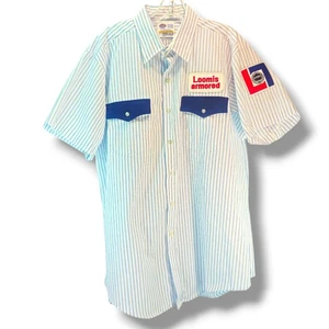 VTG Loomis Armored Riverside Shirt Sz XL 17.5 Stripe Uniform Half Sleeve USA 90s - Picture 1 of 11