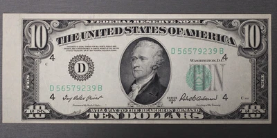 Misaligned Cutting Error 1950 B $10 Ten Dollar Cleveland OH Federal Reserve Note - Image 1 of 2