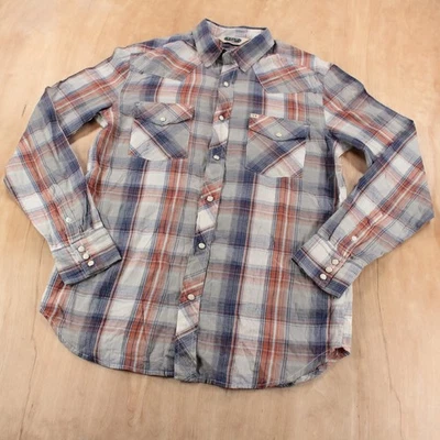 SALT VALLEY pearl snap plaid flannel western shirt SMALL y2k indie sleaze  - Image 1 of 4