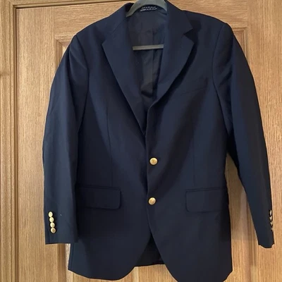 Lands End Mens Hopsack Tailored Jacket Suit Black 36R - Изображение 1 из 4