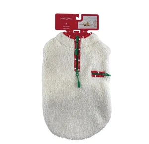 Neu mit Etikett Haustier Hundepullover Medium elfenbeinfarben Sherpa roter Besatz grüne Reißverschlüsse Wondershop Target - Bild 1 von 5
