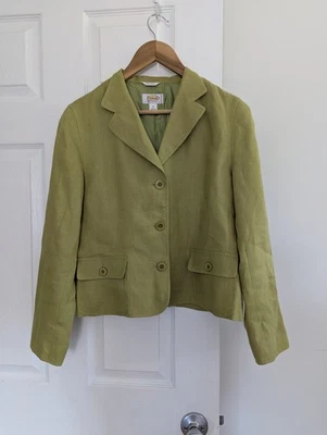 Talbots Lime Green Fresh Linen Blazer Women's Sz 8 Quiet Luxury Mature Office - Image 1 of 4