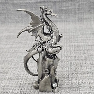 Vintage 1986 Perth Pewter Dragon on the Rock James Lane Casey 4"x2" Figurine - Picture 1 of 13