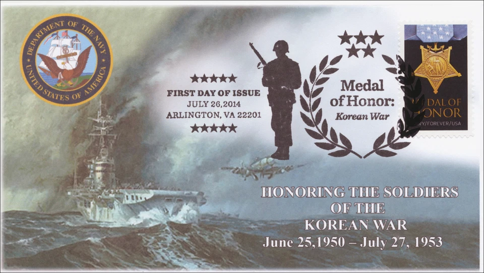 SC 4822a, 2014 Medal of Honor, Korean War, Navy, B/W Pictorial, FDC, Item14-118B - Image 1 of 1