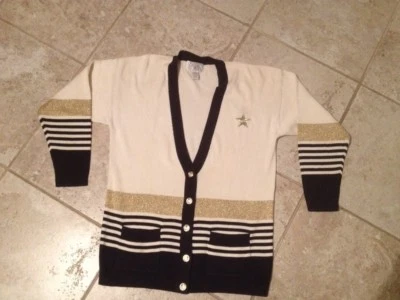 Casual Corner Warm Top Creme Black Gold 2 Pocket Medium 5 Button 44" chest - Image 1 of 3