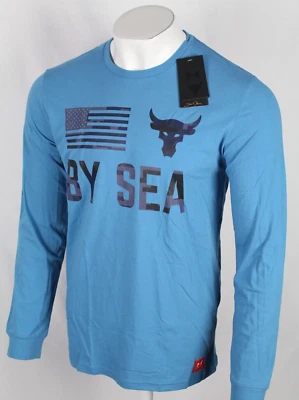 Under Armour Men's T Shirt Project Rock Veterans By Sea Long Sleeve Blue Flag - Image 1 of 4