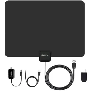 Antenna TV digitale amplificata da interno Flat HD portata 50 miglia con amplificatore HDTV - Foto 1 di 2