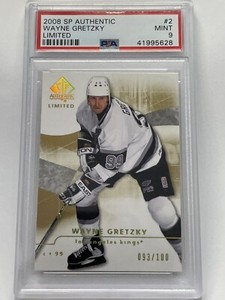 PSA 9 - pop 1 - 2008 SP Authentic WAYNE GRETZKY Limited Gold parallel /100 HOF