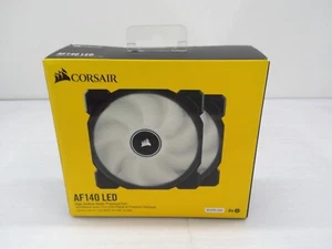 Neu Corsair AF140 LED High Airlow statischer Druck Lüfter Doppelpack weiße LED 140mm - Bild 1 von 2