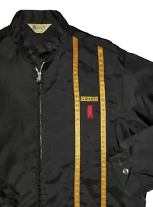 MICHELOB Beer Work Jacket Vintage 80s Black Satin Swingster Racing Stripe USA Md - Picture 1 of 7