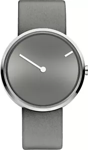 Jacob Jensen 252 Curve Series Grey Leather Strap Watch - Picture 1 of 2