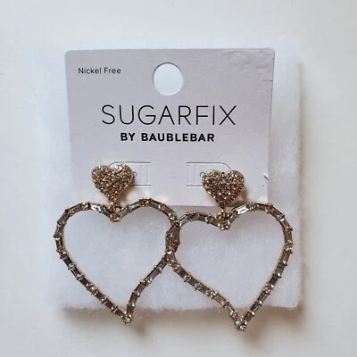 Sugarfix на Baublebar сердце на сердце подвеской серьги никель бесплатный золотой тон новый - Изображение 1 из 4