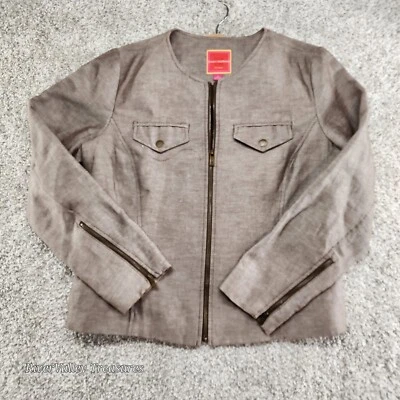 Blazer Isaac Mizrahi grande de lino Target 2006. Aspecto tweed con detalles de cremallera. Forrado Foto 1 de 4