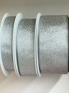 Silver Lame RibbonBy Berisfords 1mtr Lengths Widths 3mm 7mm 15mm 25mm and 40mm - Picture 1 of 11