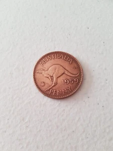 Coin - 1959 Australian Penny Genuine Circulated Queen Elizabeth II KG Polished - Picture 1 of 4