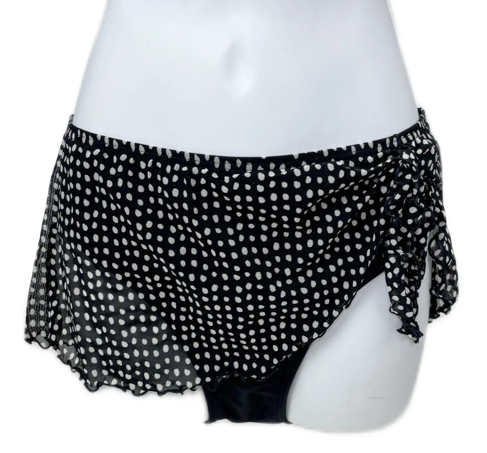 Saia falsa 12 Be Creative parte inferior de biquíni preto branco bolinhas UE 42 - Imagem 1 de 4