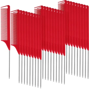 30 Pieces Parting Comb for Braids Steel Hair Pin Rat Tail Carbon Fiber Heat Resi - Picture 1 of 6