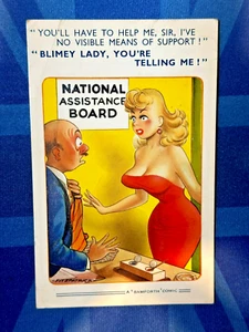 Postal de cómic de Saucy Bamforth 1960 Big Boobs Innuendo TABLERO DE ASISTENCIA NACIONAL - Imagen 1 de 2