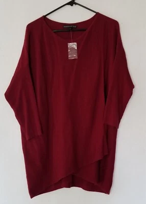 Preston & York 女式毛衣衬衫,尺寸 L,红色前裹 3/4 罗纹... — 第 1/4 张图片