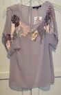 Women's Kiss And Tell Mauve Sequined Blouse Top Size Small New With Tags