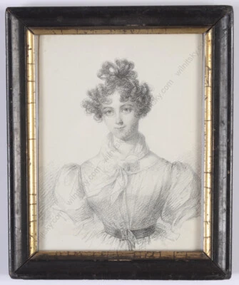 Cándido Blaize (1795-1855) "Retrato de una joven belleza", dibujo de alta calidad Foto 1 de 4