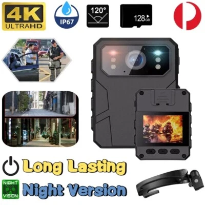 Mini Body Camera Portable 4K Police Camcorder Night Vision Cam Video DVR HD 128G - Image 1 of 4