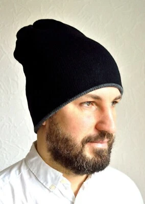 Sombrero largo para hombre 100% cachemir hecho a mano Foto 1 de 4