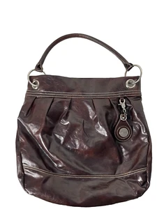 Nine West Brown Cognac Large Hobo Purse Tote Faux Leather/PVC with Charm - Picture 1 of 14