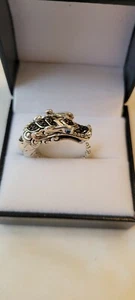 John Hardy 925 Sterling Naga Ring Black Sapphires, Blue Sapphire Eyes Sz 7 - Picture 1 of 5