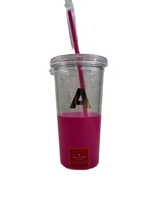 Kate Spade NY 20 oz Insulated Tumbler. Pink with Gold “A”.   BPA-Free.  NWT - Image 1 of 3