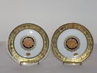 Pair Hand Painted 24KT Gold Bacchus by T Limoges 6 3/4" Dessert Pie Plate Label