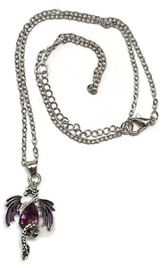 DRAGON PURPLE JEWEL Charm Necklace Fantasy  Fairytale Pendant Jewelry Accessory - Picture 1 of 2