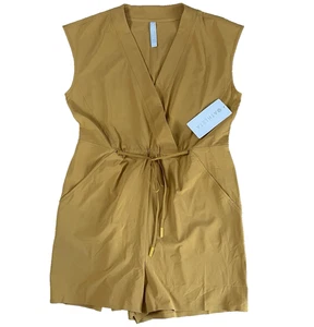 Athleta S Small Marlow Romper Tuscan Gold Lightweight Stretch Drawstring Women - Picture 1 of 10