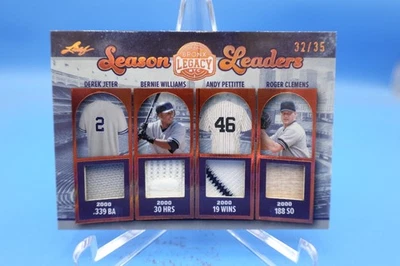 2025 Leaf Bronx Legacy Jeter Williams Pettitte Clemens Quad Game Used Relic /35 - Image 1 of 2