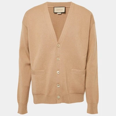 Cárdigan Gucci Camel Marrón Cachemir Tejido Botón Delantero M Foto 1 de 4