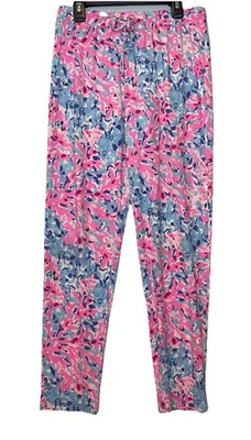 Pantalones al Tobillo Lilly Pulitzer Rosa Abstracto Floral Lola Talla S Cordón Preppy Foto 1 de 4