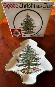 SPODE Medium Christmas Tree Shaped Dish, England - Vintage - New w/BOX #S3324L  - Picture 1 of 12