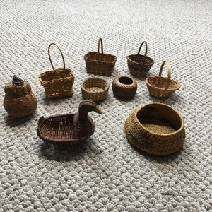 Vintage Minature Basket Lot of 9 Small Mini Handwoven Arizona Americana - Picture 1 of 10