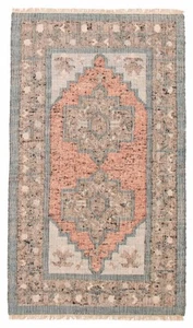 Vintage Hand Woven Carpet 5'2" x 8'7" Traditional Jute/Wool/Cotton Kilim Rug - Picture 1 of 9